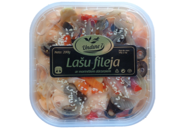 Salmon fillet with pickled vegetables in rapeseed oil