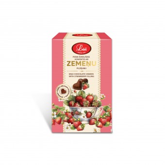Piena šokolādes konfektes ar zemeņu pildījumu