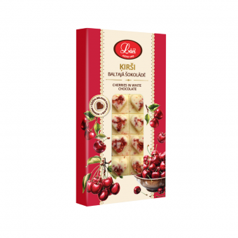 Baltās šokolādes tāfelīte ar ķiršiem un kardamonu