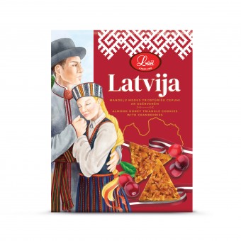 Almond honey triangle cookies with cranberries "Latvija"