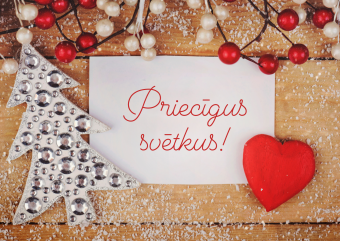 Apsveikuma kartiņa "Priecīgus svētkus"  (15cm x 10,5cm)