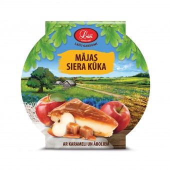 Mājas siera kūka ar karameli un āboliem