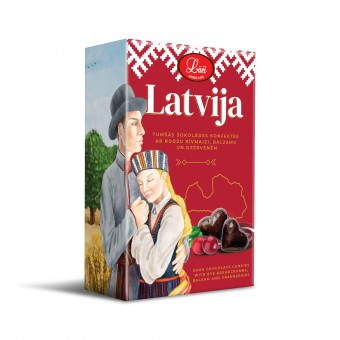 Tumšās šokolādes konfektes ar dzērvenēm, rudzu rīvmaizi un balzamu "Latvija"