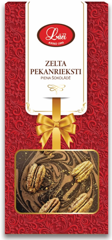 Tumšās un piena šokolādes tāfelīte ar zelta pekanriekstiem
