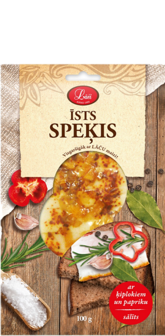 Īsts speķis ar ķiplokiem un papriku (sālīts)